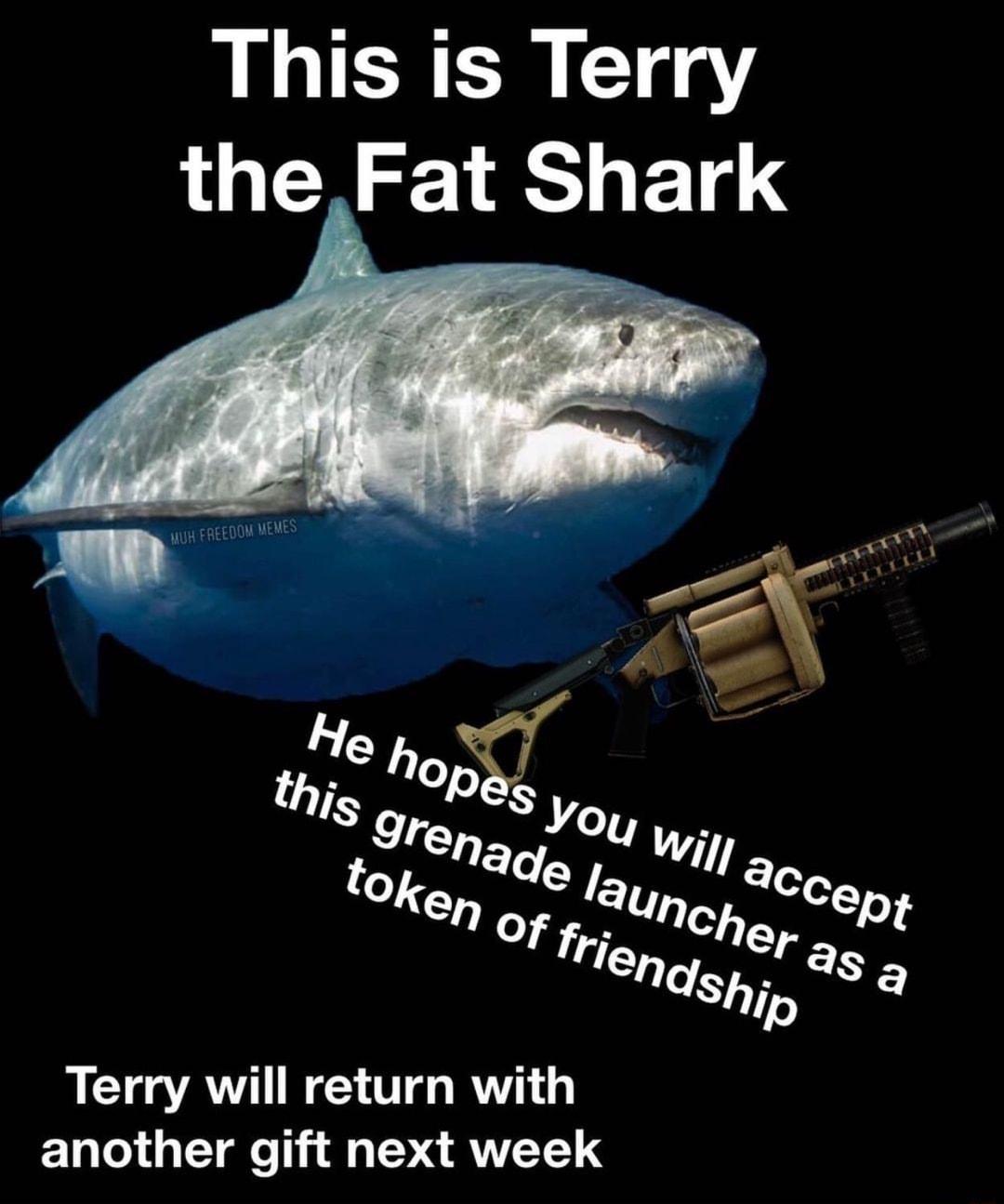 This is Terry the Fat Shark Terry will return with another gift next week