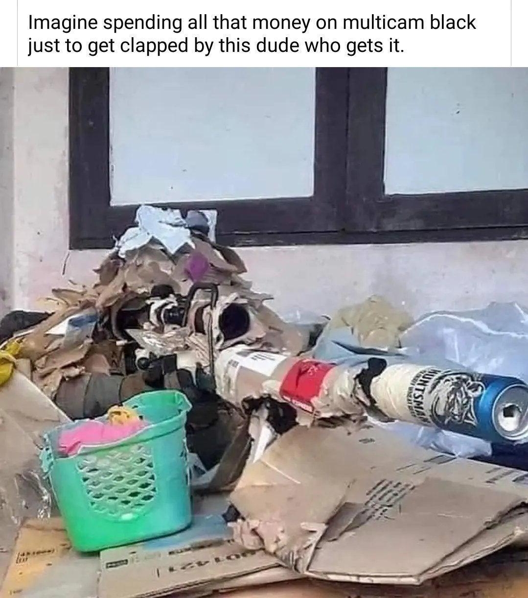 Bar Stool Operators Imagine spending all that money on multicam black just to get clapped by this dude who gets it