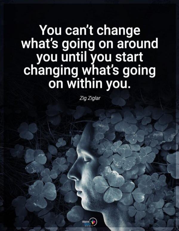 You can't change what's going on around you until you start changing what's going on within you. Zig Ziglar