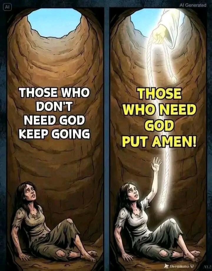 THOSE WHO DON'T NEED GOD KEEP GOING THOSE WHO NEED GOD PUT AMEN!