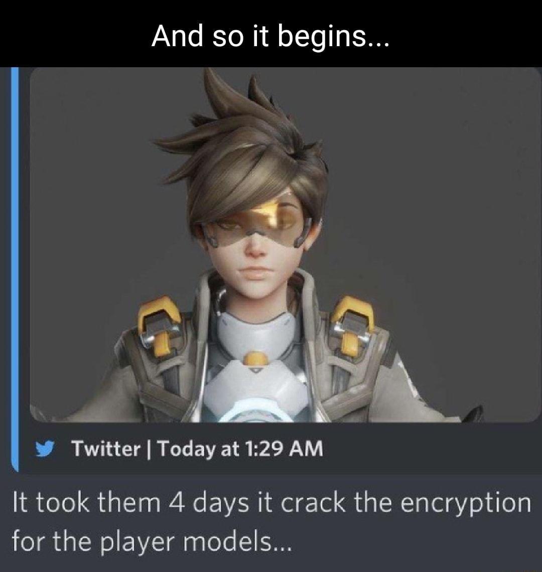 And so it begins Twitter Today at 129 AM It took them 4 days it crack the encryption for the player models