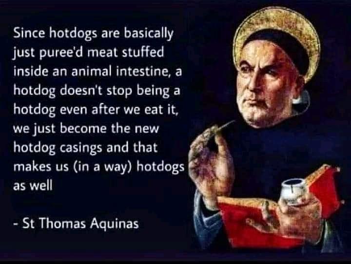 LI RE L ERTE Y just pureed meat stuffed inside an animal intestine a hotdog doesnt stop being a hotdog even after we eat it we just become the new hotdog casings and that IWELCRTGIERE D LIS ERE B AL ER T ES