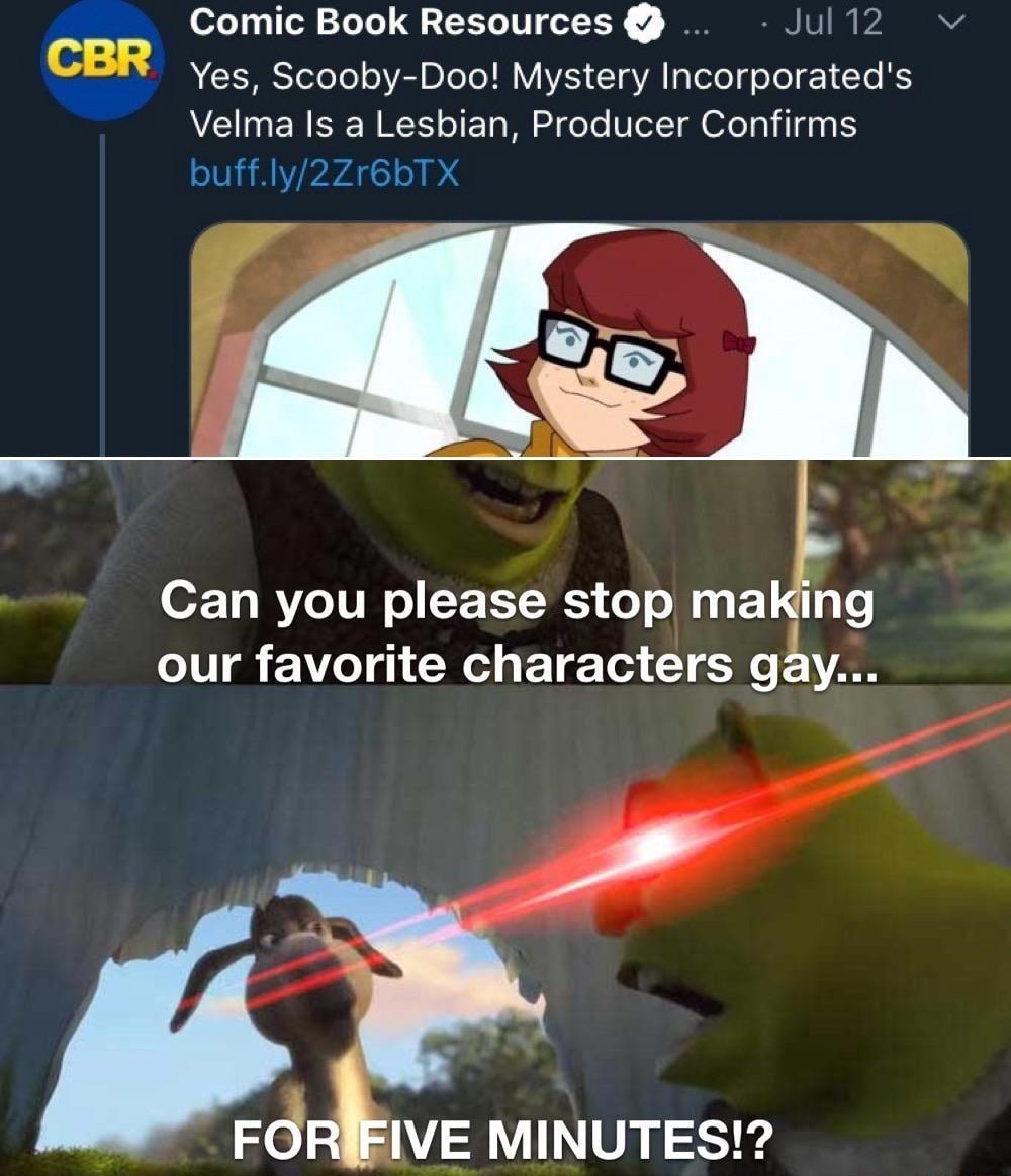 Comic Book Resources i v Yes Scooby Doo Mystery Incorporateds Velma Is a Lesbian Producer Confirms VAL 1D buffly Can you please stop making our favorite characters gay S Fd IVE MINUTES