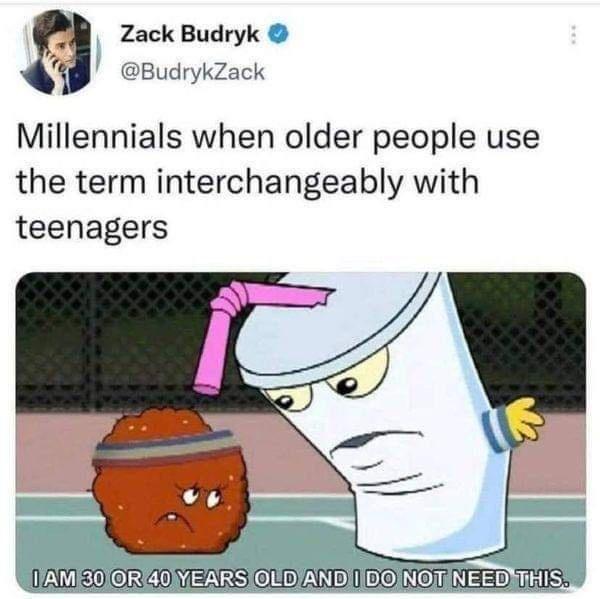 Zack Budryk BudrykZack Millennials when older people use the term interchangeably with teenagers AGDE0CIRAONVEARS CIHB AN 0 N MEED TS