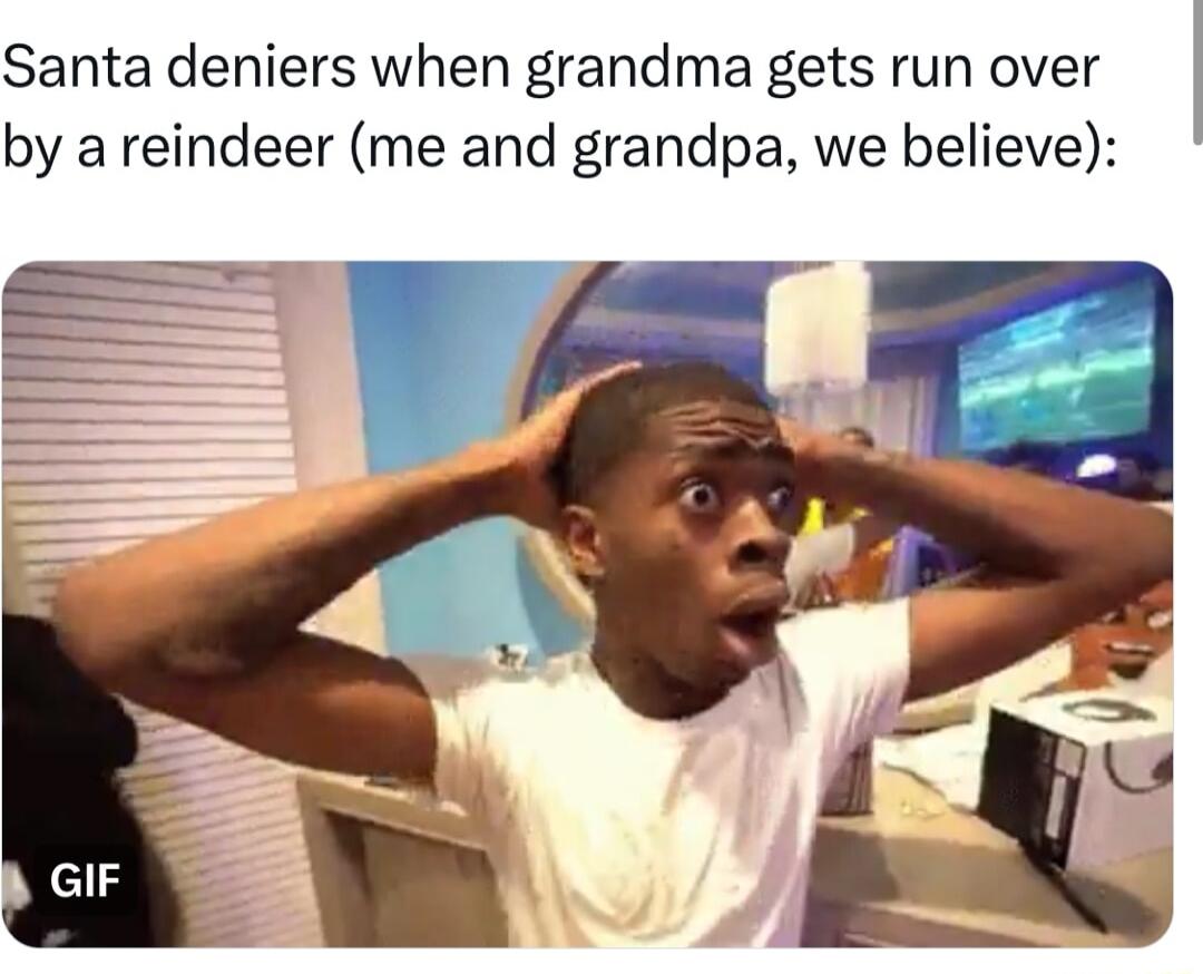 Santa deniers when grandma gets run over by a reindeer me and grandpa we believe