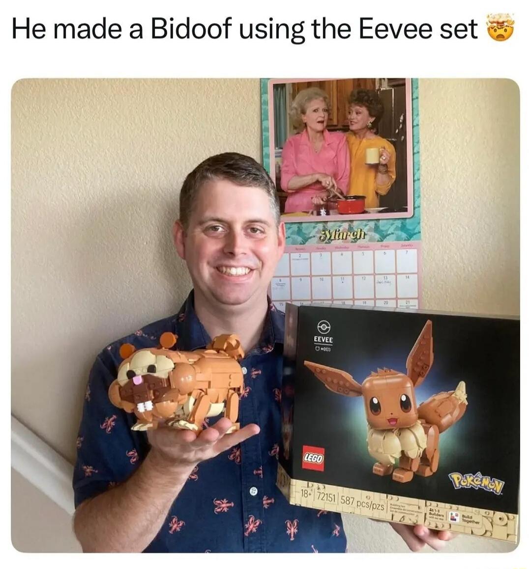 He made a Bidoof using the Eevee set
