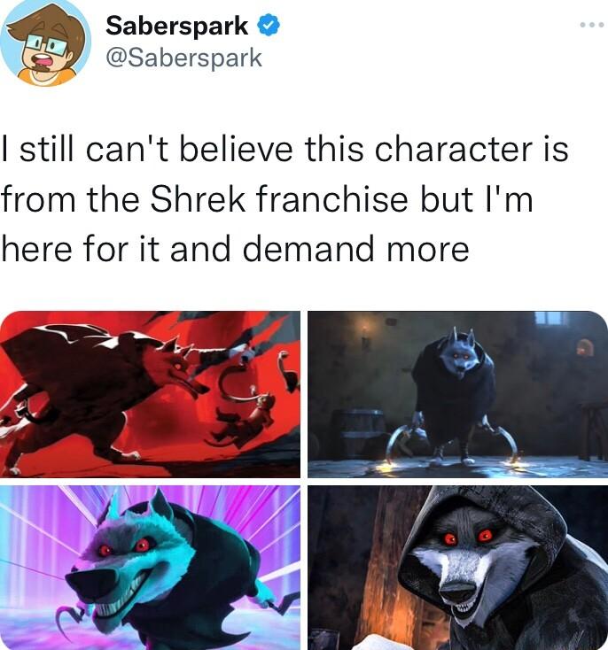 Saberspark 7 Saberspark still cant believe this character is from the Shrek franchise but Im here for it and demand more