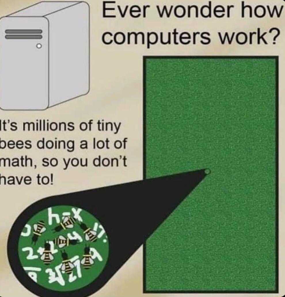 Ever wonder how computers work ts millions of tiny pees doing a lot of