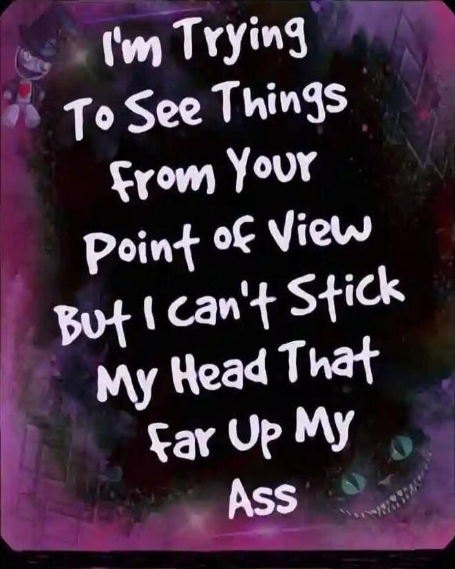 I'm Trying To See Things From Your Point Of View But I Can't Stick My Head That Far Up My Ass