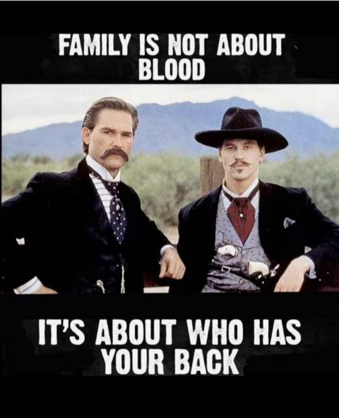 FAMILY IS NOT ABOUT BLOOD IT'S ABOUT WHO HAS YOUR BACK