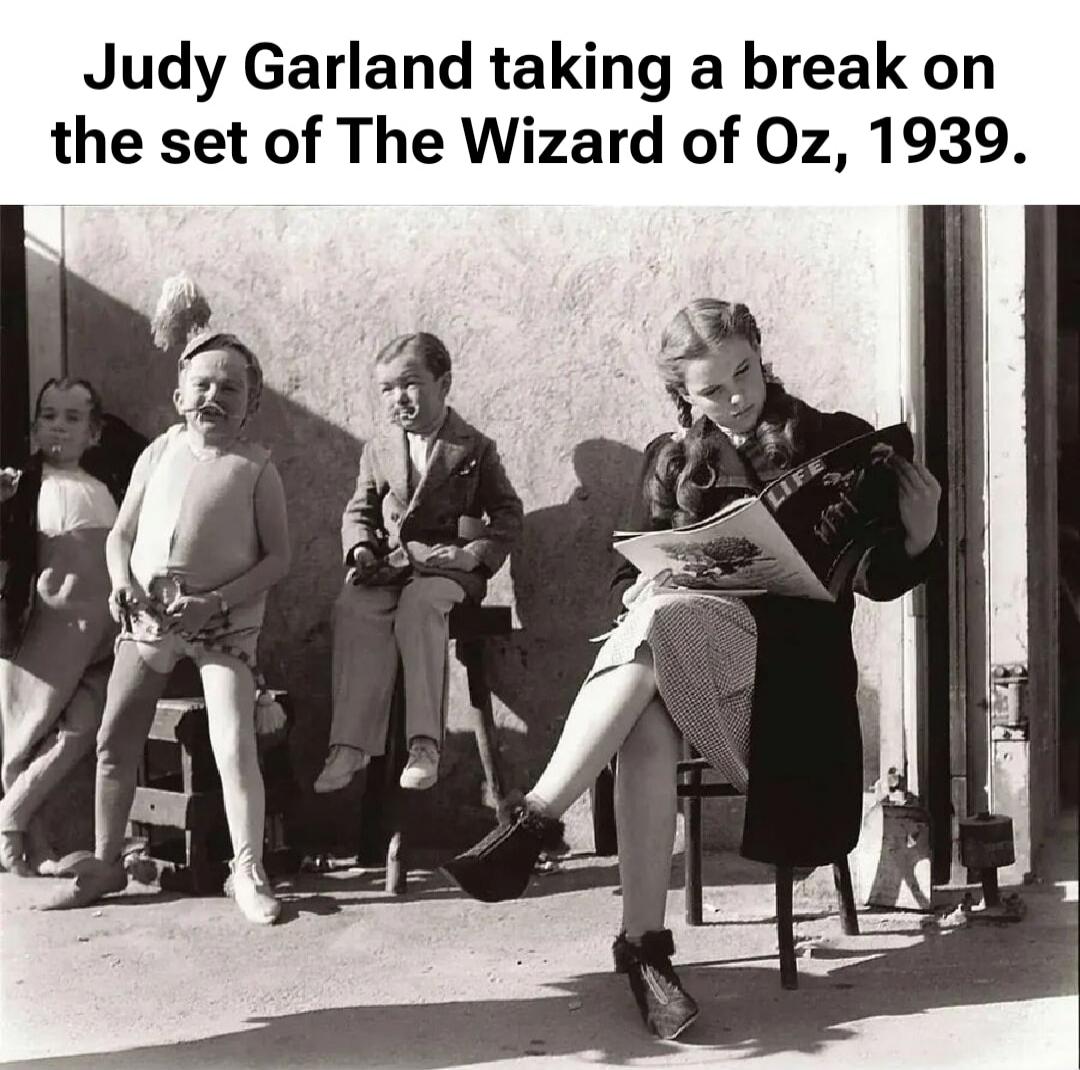 Judy Garland taking a break on the set of The Wizard of Oz, 1939. Session ID: 1070827.
