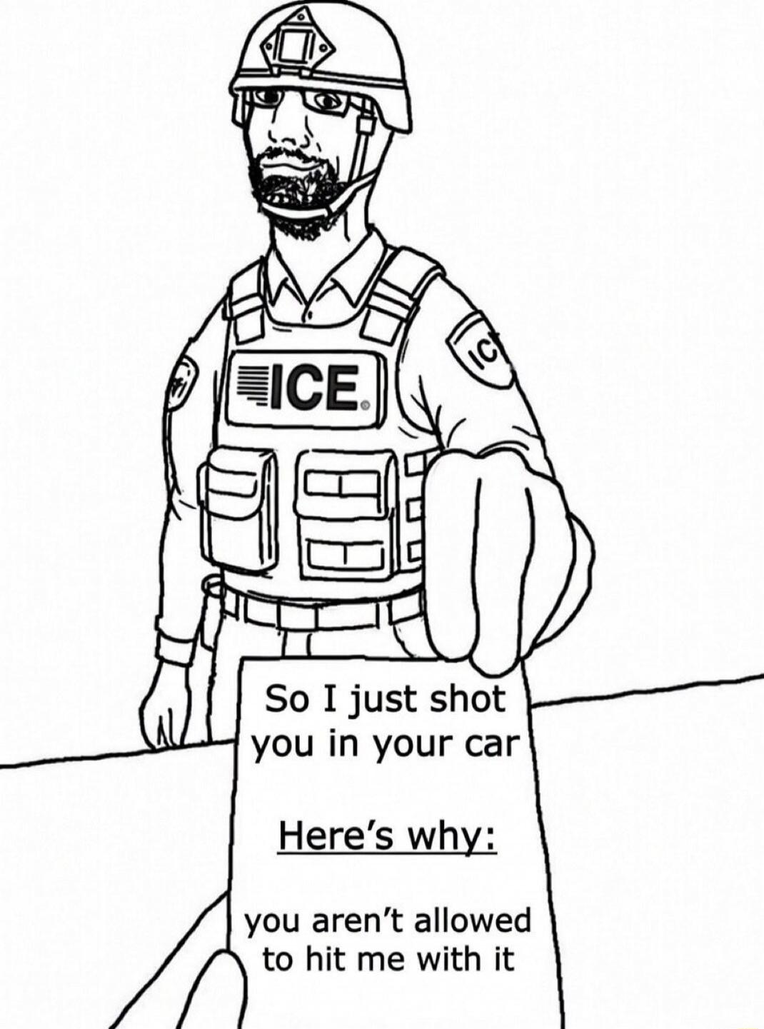 So I just shot you in your car Here's why: you aren’t allowed to hit me with it