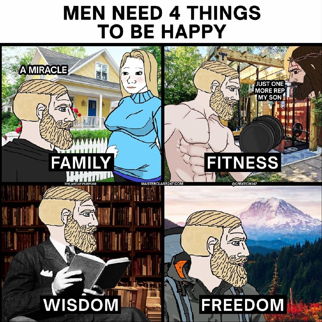MEN NEED 4 THINGS TO BE HAPPY