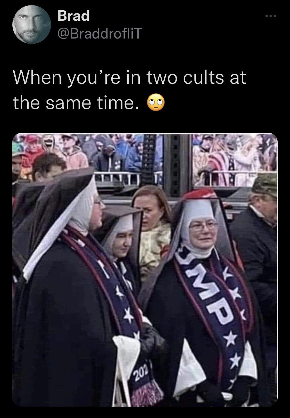 Brad It eeilNN When youre in two cults at the same time