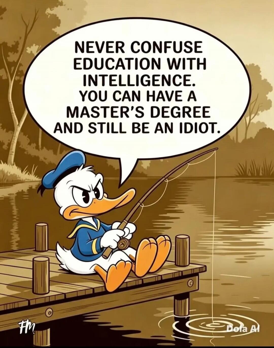 NEVER CONFUSE EDUCATION WITH INTELLIGENCE. YOU CAN HAVE A MASTER'S DEGREE AND STILL BE AN IDIOT.