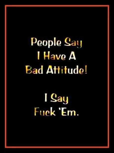People Say I Have A Bad Attitude! I Say Fuck 'Em.