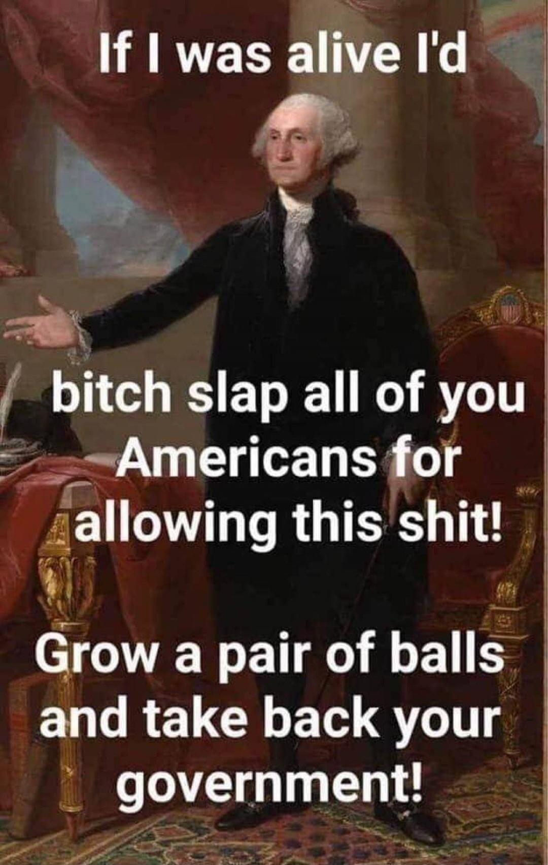 If I was alive I'd bitch slap all of you Americans for allowing this shit! Grow a pair of balls and take back your government!
