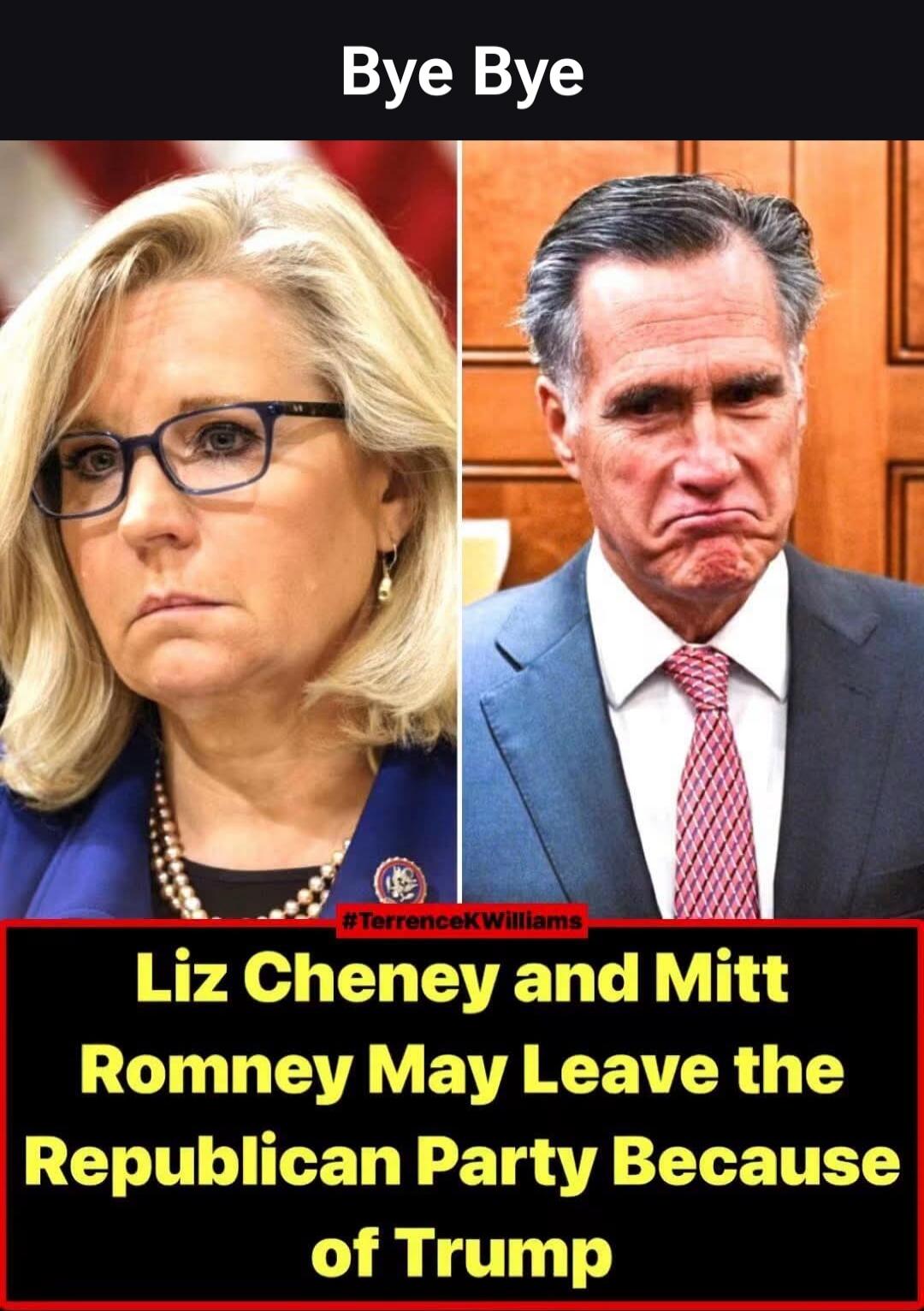 Bye Bye #TerrenceKWilliams Liz Cheney and Mitt Romney May Leave the Republican Party Because of Trump