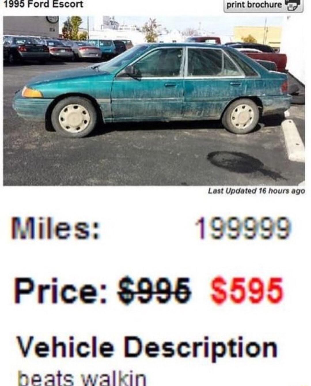 Miles 199999 Price 9386 Vehicle Description heate walkin