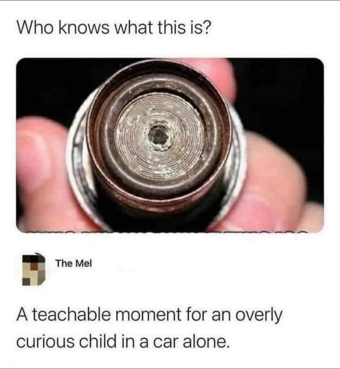 Who knows what this is R Thevel L A teachable moment for an overly curious child in a car alone