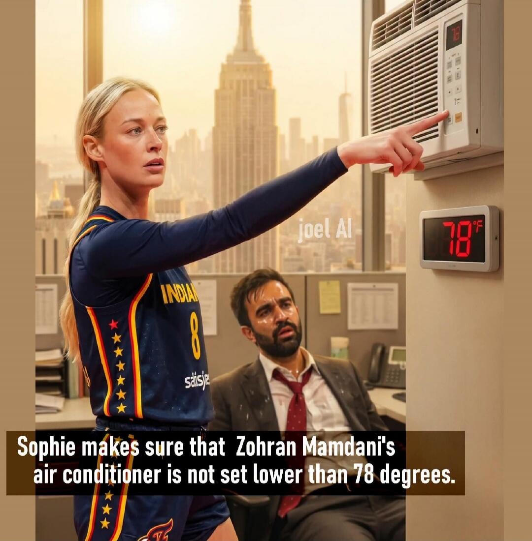 Sophie makes sure that Zohran Mamdani's air conditioner is not set lower than 78 degrees. 78°F. joel Al. INDIAN. satsje.