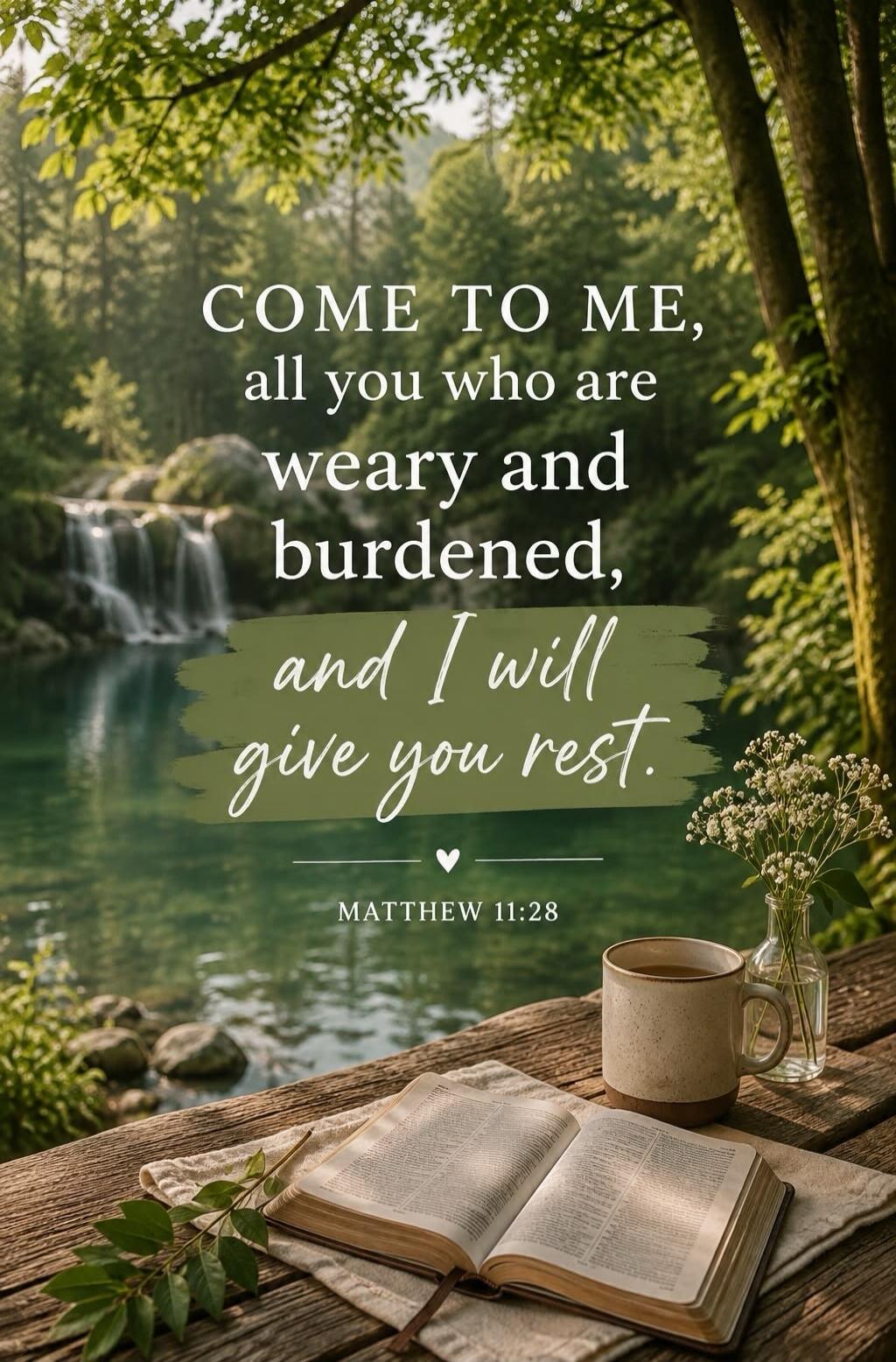 COME TO ME, all you who are weary and burdened, and I will give you rest. MATTHEW 11:28