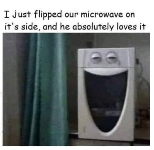 I Just flipped our microwave on its side and he absolutely loves it