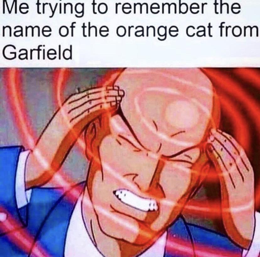 Vie trying to remember the name of the orange cat from Garfield