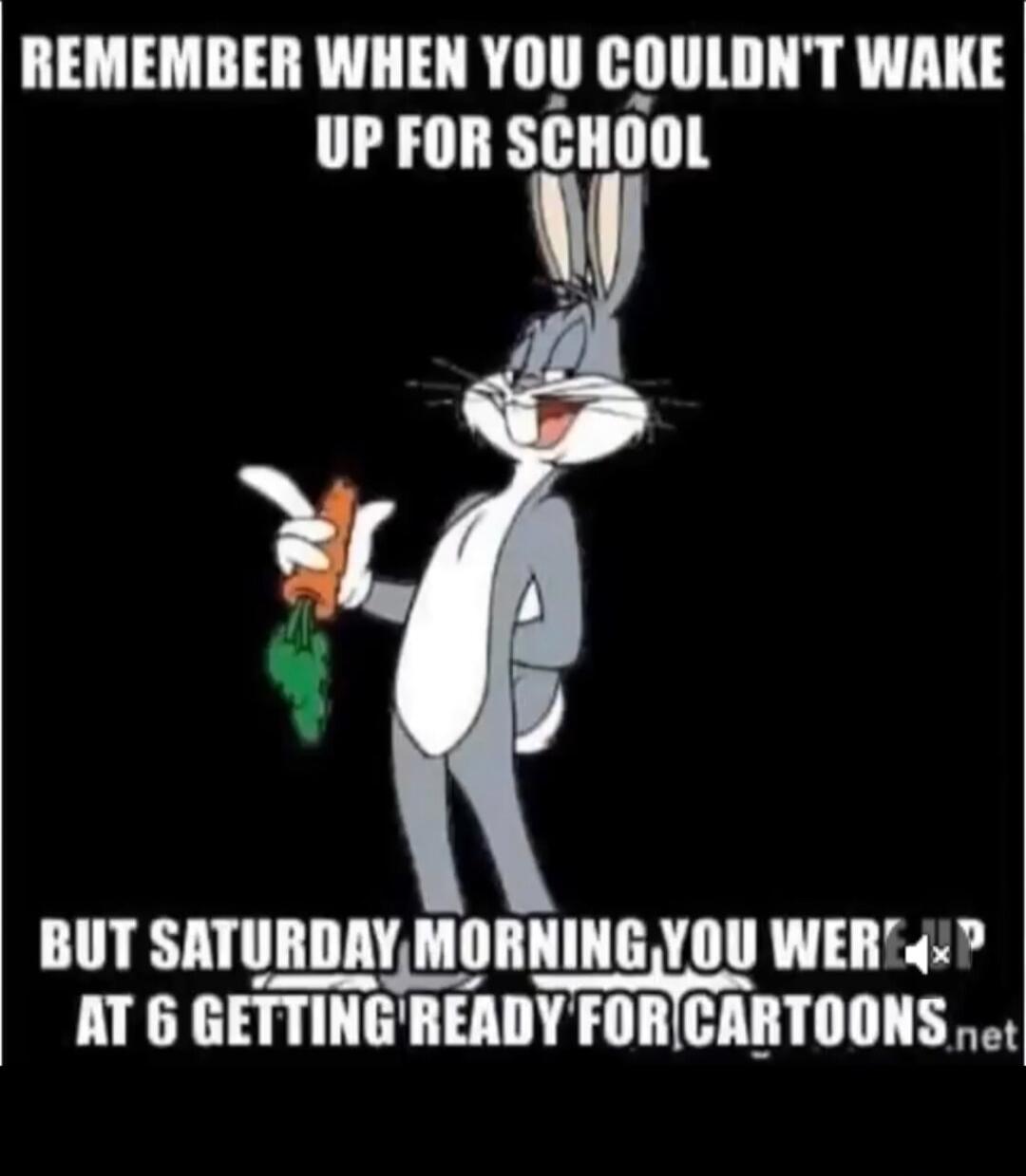 REMEMBER WHEN YOU COULDN'T WAKE UP FOR SCHOOL BUT SATURDAY MORNING YOU WERE UP AT 6 GETTING READY FOR CARTOONS