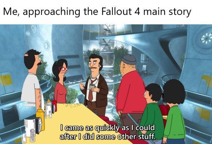Me approaching the Fallout 4 main story