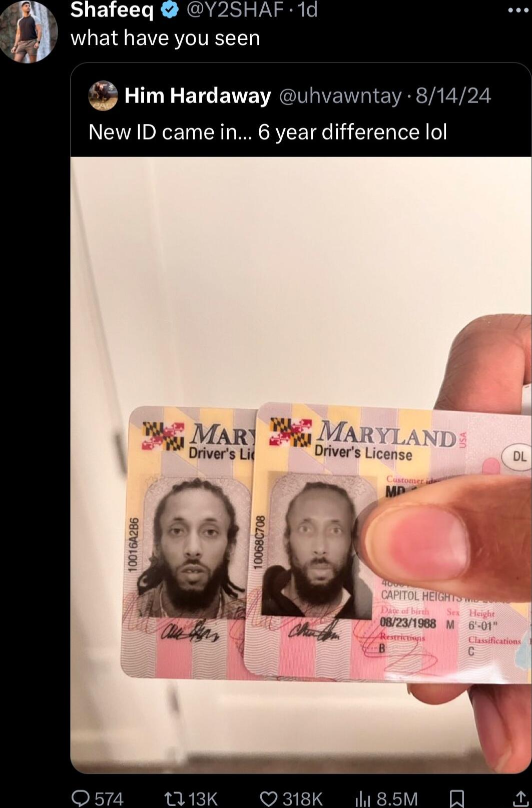 Shafeeq Y25HA what have you seen Him Hardaway uh New ID came in 6 year difference lol el MARY Drivers Lif w2008