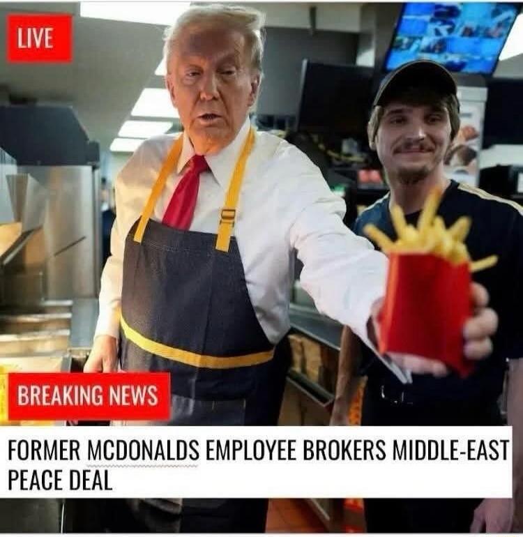 LIVE BREAKING NEWS - FORMER MCDONALDS EMPLOYEE BROKERS MIDDLE-EAST PEACE DEAL