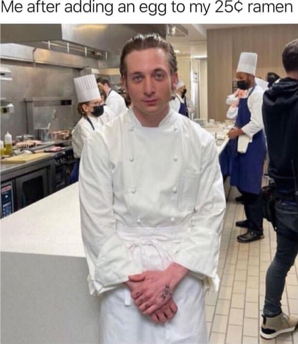 Me aiter adding an egg to my 25C ramen