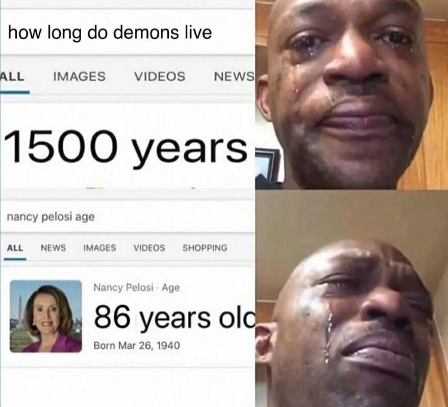 how long do demons live 1500 years nancy pelosi age Nancy Pelosi - Age 86 years old Born Mar 26, 1940