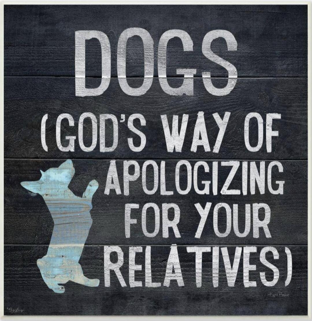 DOGS (GOD'S WAY OF APOLOGIZING FOR YOUR RELATIVES)