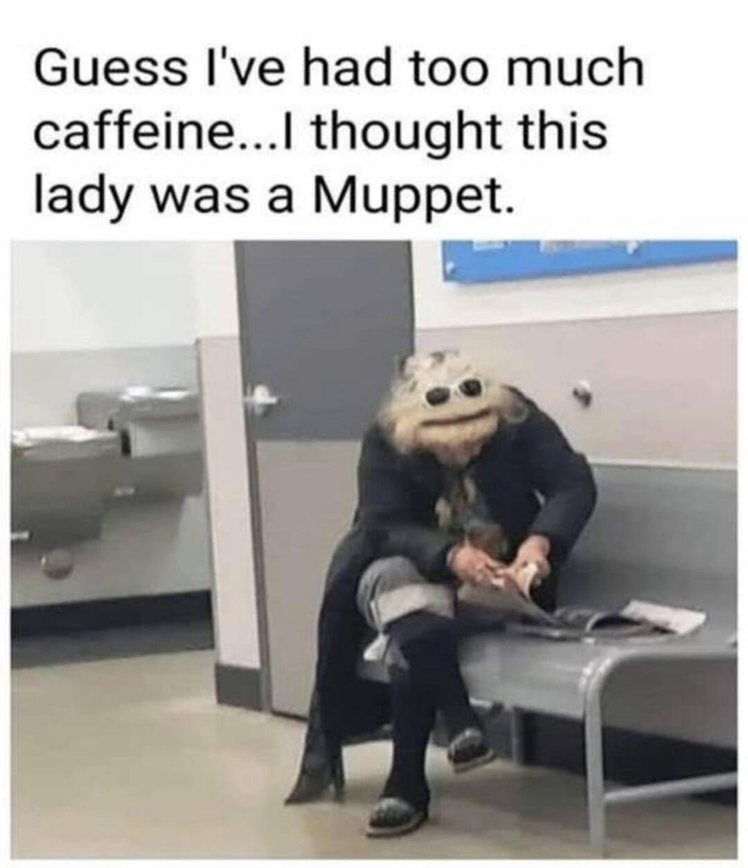 Guess I've had too much caffeine...I thought this lady was a Muppet.