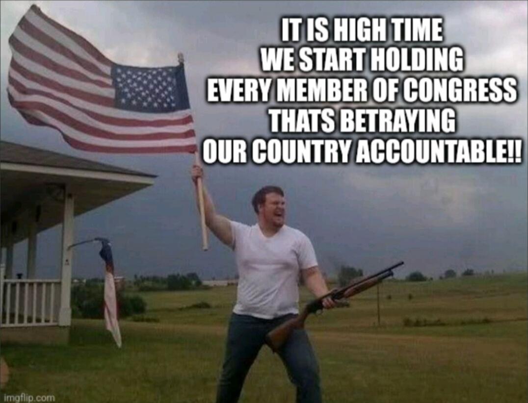 IT IS HIGH TIME WE START HOLDING EVERY MEMBER OF CONGRESS THATS BETRAYING OUR COUNTRY ACCOUNTABLE!!