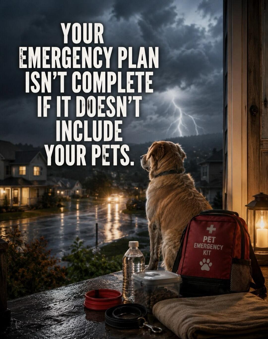 YOUR EMERGENCY PLAN ISN'T COMPLETE IF IT DOESN'T INCLUDE YOUR PETS. PET EMERGENCY KIT.