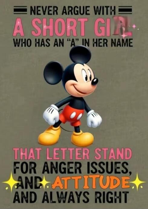 NEVER ARGUE WITH A SHORT GIRL WHO HAS AN 