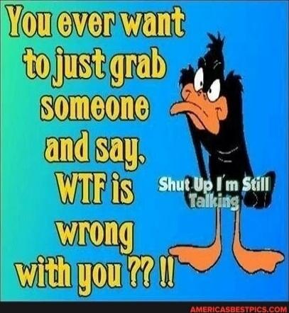 You ever want to just grab someone and say, WTF is wrong with you ?? !!
Shut Up I'm Still Talking