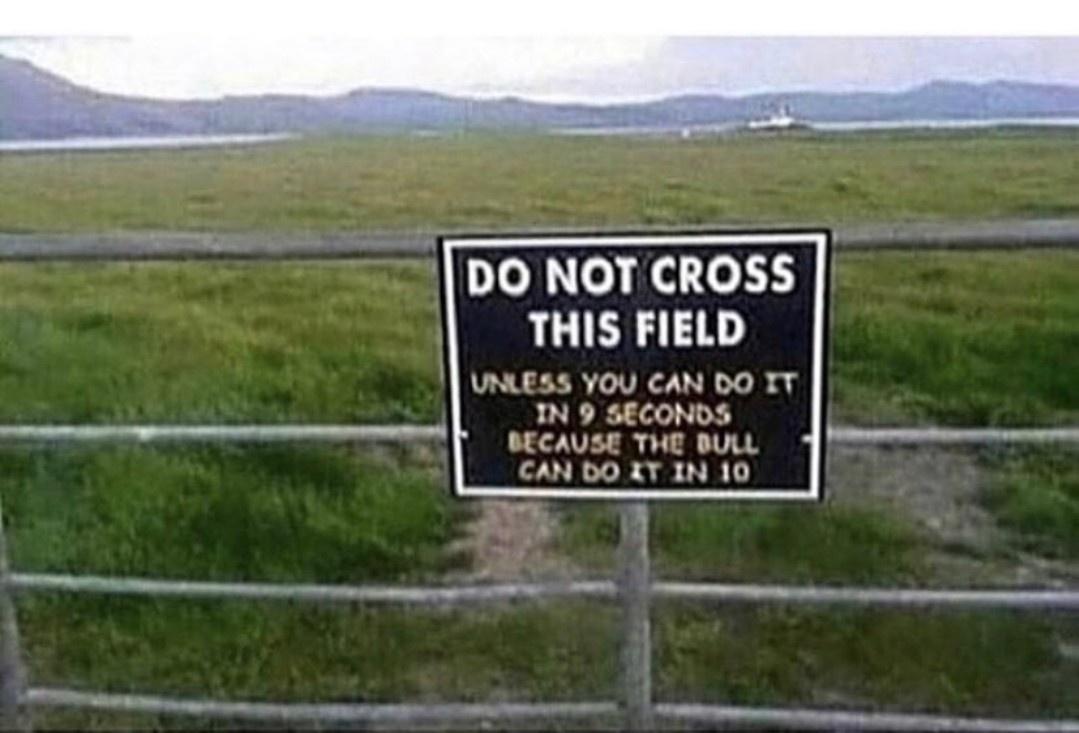 y DO NOT CROSS THIS FIELD UNLESS YOU CAN DO IT IN 9 SECONDS BECAUSE THE DULL CAN DO XY IN 10