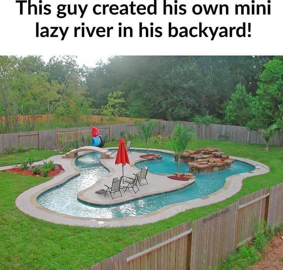 Is guy created his own mini lazy river in his backyard