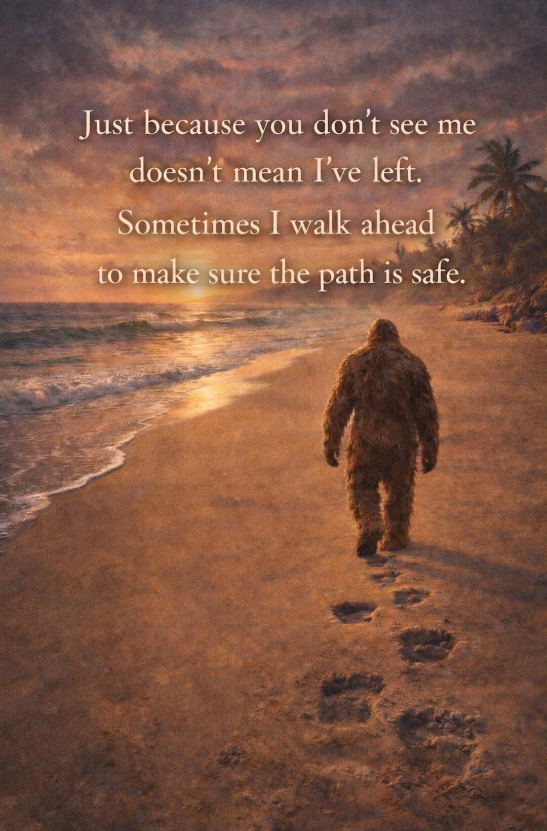 Just because you don't see me doesn't mean I've left. Sometimes I walk ahead to make sure the path is safe.