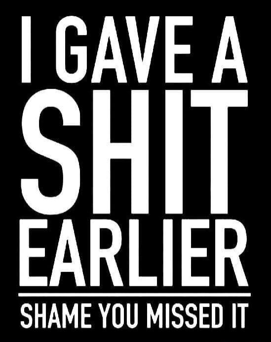 I GAVE A SHIT EARLIER SHAME YOU MISSED IT