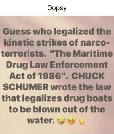 Guess who legalized the kinetic strikes of narco-terrorists. 