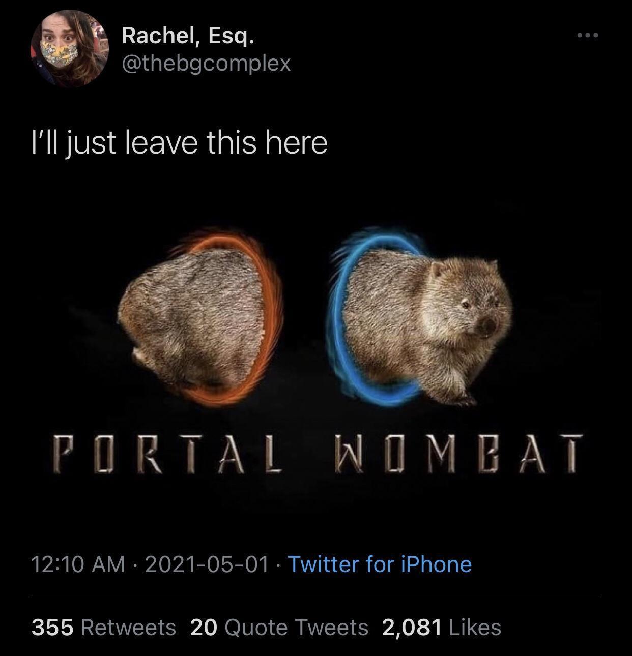 Rachel Esq D L E eleTelelpgTe 4 NIFVSRCEVCRISY o EIeE PORTAL WOMBAT A 0 IeA o i B O 1S Tt O B KV i Tl o i aTo 10 L 355 Retweets 20 Quote Tweets 2081 Likes