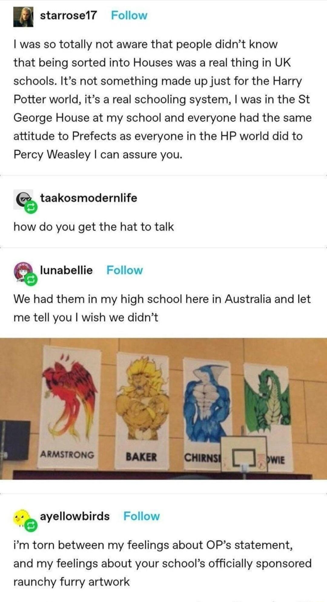 Il sterroset Follow was so totally not aware that people didnt know that being sorted into Houses was a real thing in UK schools Its not something made up just for the Harry Potter world its a real schooling system was in the St George House at my school and everyone had the same attitude to Prefects as everyone in the HP world did to Percy Weasley can assure you Qtaakosmodamlife how do you get th