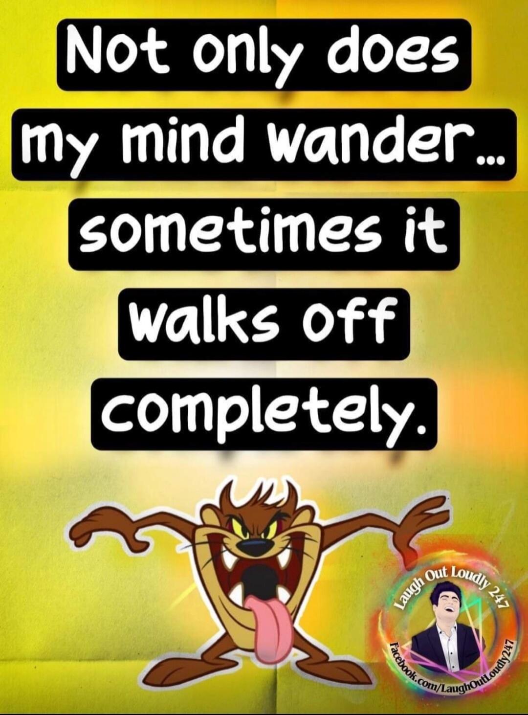 Not only does my mind wander... sometimes it walks off completely.