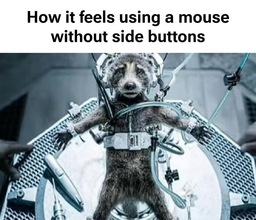 How it feels using a mouse without side buttons
