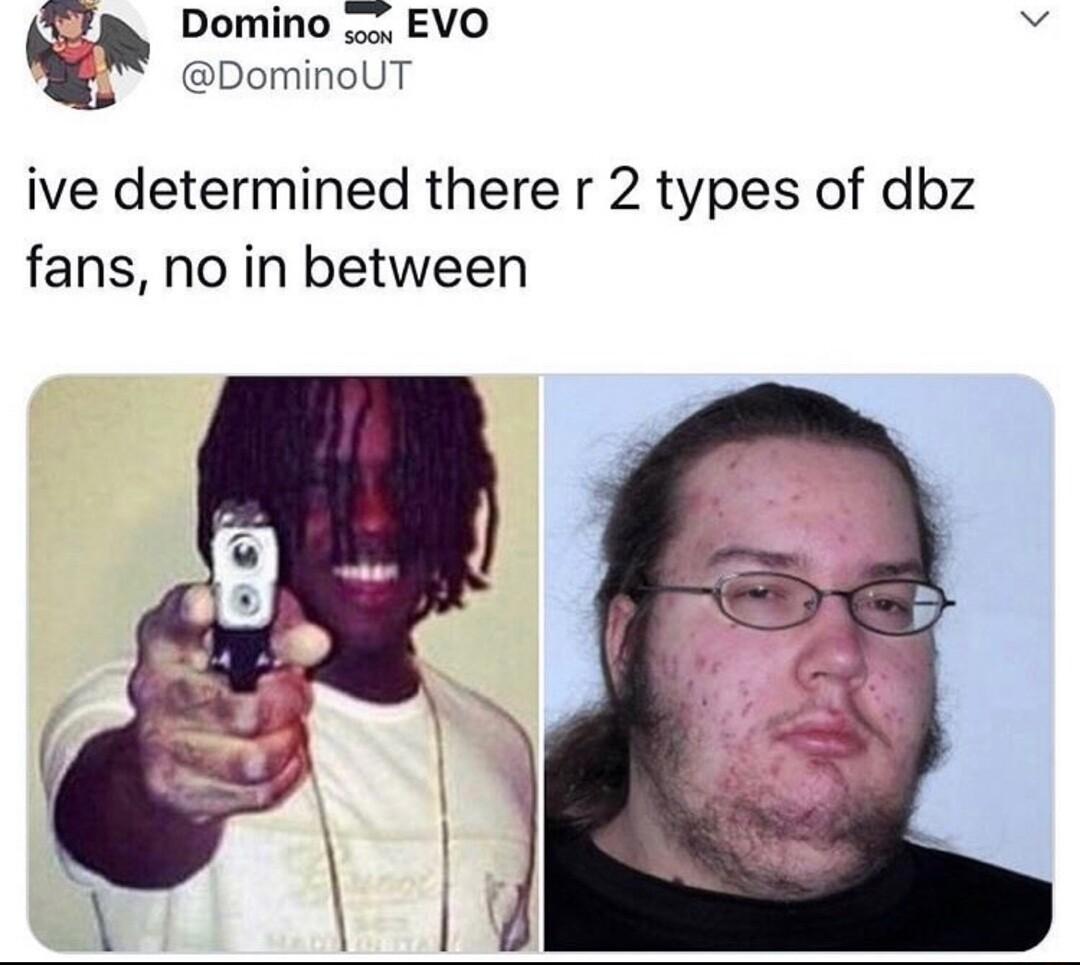 i Domino EVO N DominoUT ive determined there r 2 types of dbz fans no in between